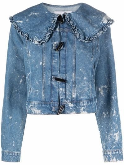 bleach denim ruffle-collar jacket | GANNI | Eraldo.com