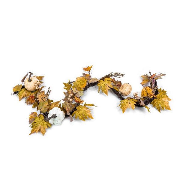 6 ft. Unlit Artificial Fall Garland with Pumpkins and Maple Leaves
