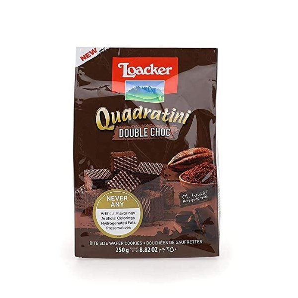 Quadratini Premium Double Choc Wafer Cookies, 250g/8.82oz