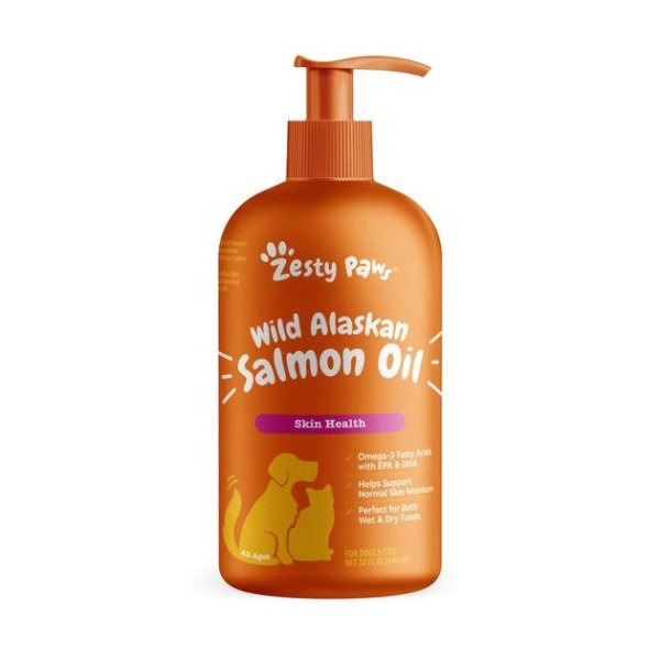 Wild Alaskan Salmon Oil Liquid Skin & Coat Supplement for Dogs & Cats, 32-oz bottle - Chewy.com