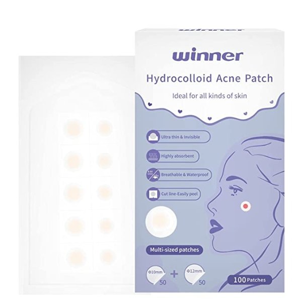 Pimple Acne Patch 100 Patches - Hydrocolloid Spot Treatment Acne Stickers for Absorbing Cover Face Cystic, Invisible