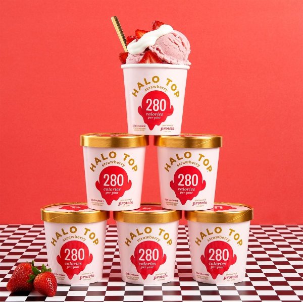 Halo Top, Strawberry Ice Cream, Pint (8 Count)