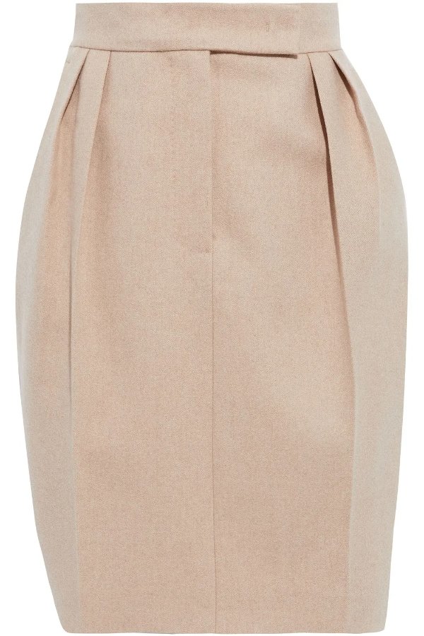 Laura pleated camel hair and cashmere-blend mini skirt