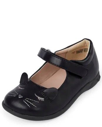 Toddler Girls Uniform Embroidered Cat Shoes | The Children's Place - BLACK