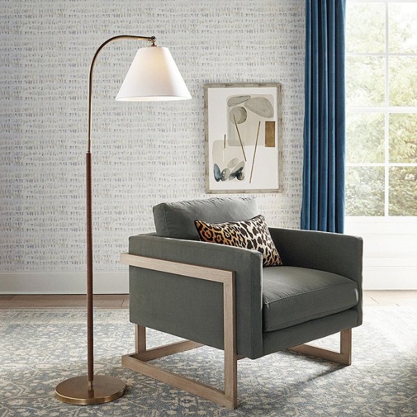 Brittan Arc Floor Lamp with Leather Wrap