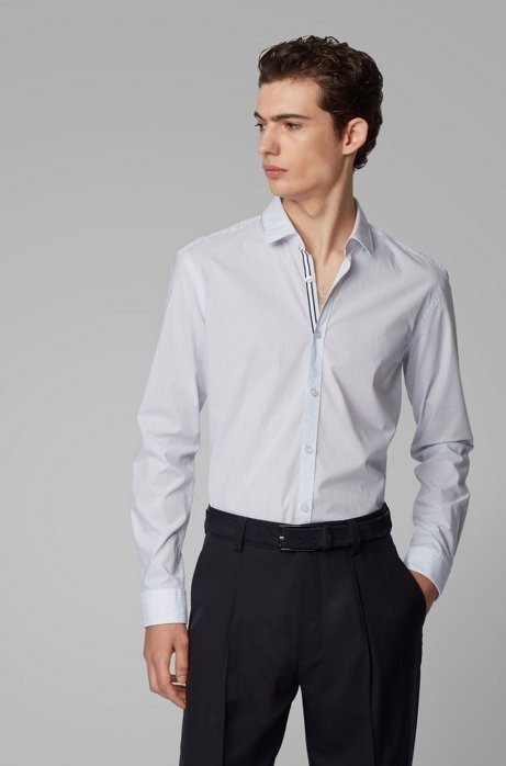 Slim-fit shirt in micro-patterned cotton