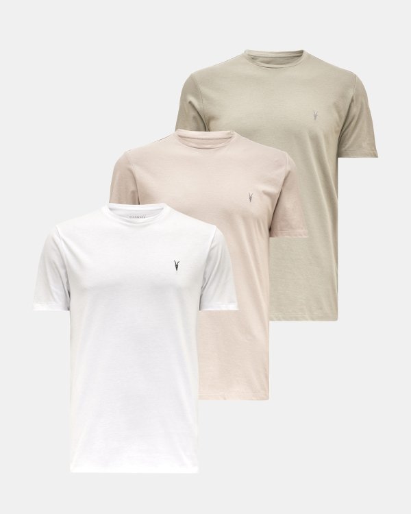 Tonic Crew T-Shirt 3 Pack OPT WHIT/TAUPE/GRN | ALLSAINTS US