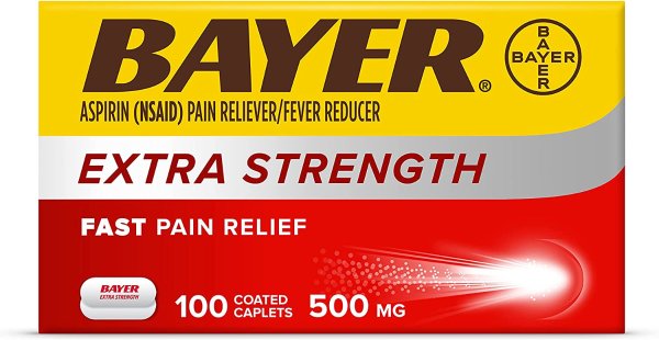 Extra Strength Aspirin 500 mg Coated Tablets, Pain Reliever and Fever Reducer, 100 Count