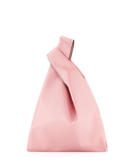 Mini Vegan Patent Shopper Tote Bag, Pink