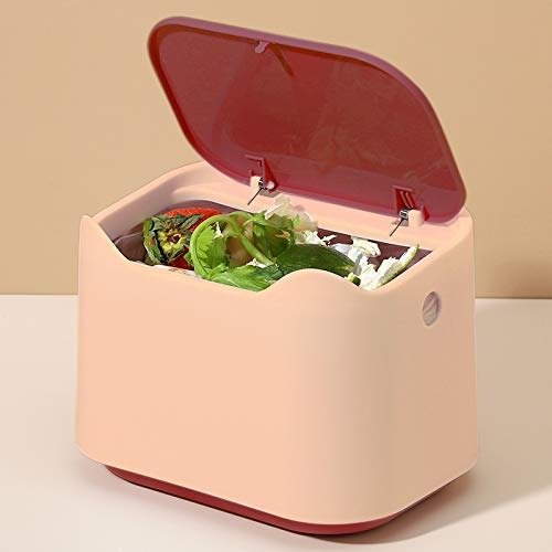Small Trash Can Mini Desktop Trash can with Lid for Bathroom Office Yarrggu (Pink+Red)