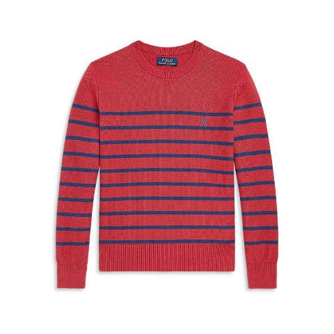 Polo Ralph LaurenBoys  Striped Mesh-Knit Cotton Sweater - Little Kid, Big Kid