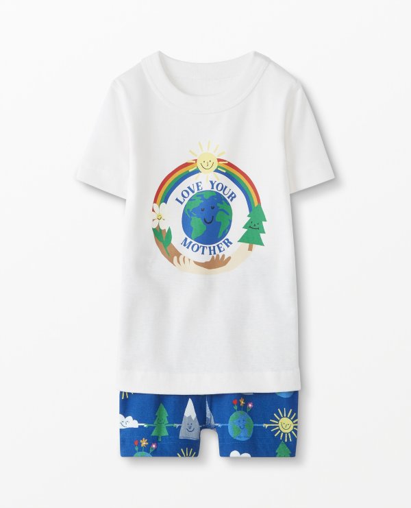 Earth Day Short John Pajamas In Organic Cotton