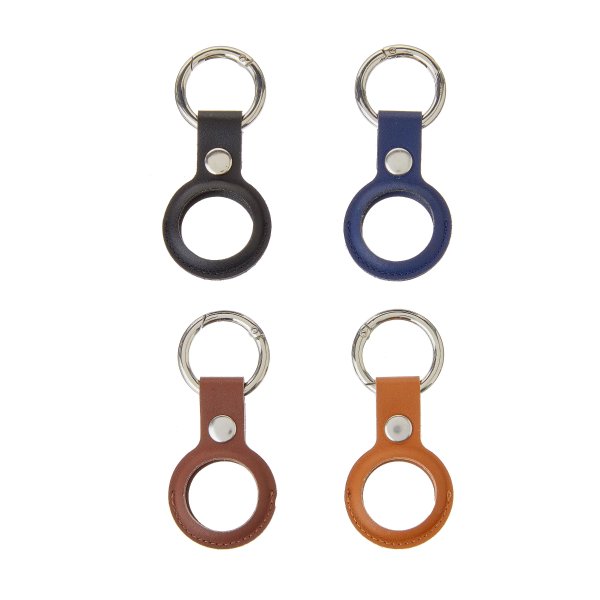 AirTag Holder with Carabiner-Style Ring, Vegan Leather, 4 Count