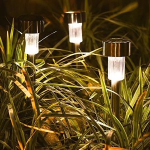 Solar Pathway Lights, Oak Leaf Led Solar Landscape lights Outdoor With Low Voltage For Garden Driveway Patio Path Yard Backyard Walkway,12-Pack,Stainless steel