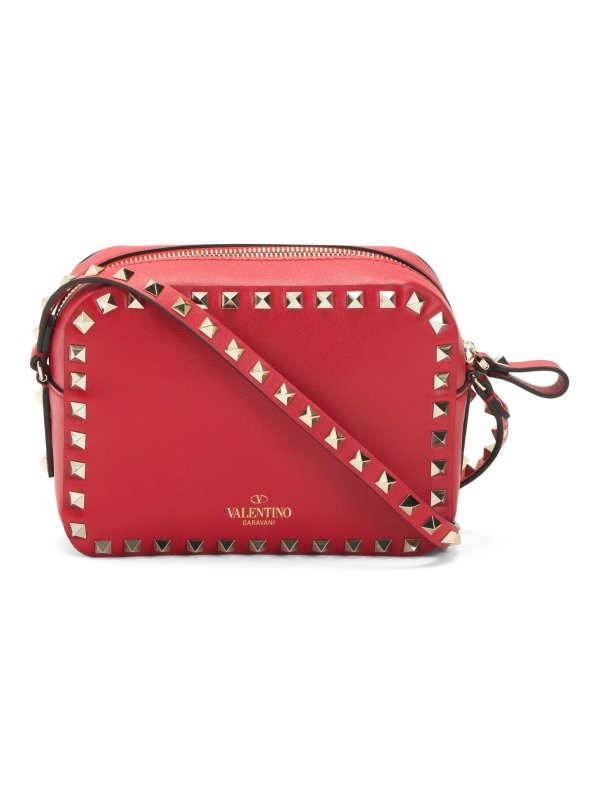 Made In Italy Leather Small Studded Crossbody