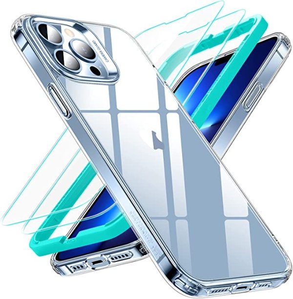 巧汇系列适用于 iPhone13 Pro 手机壳+钢化膜2片 剔透白