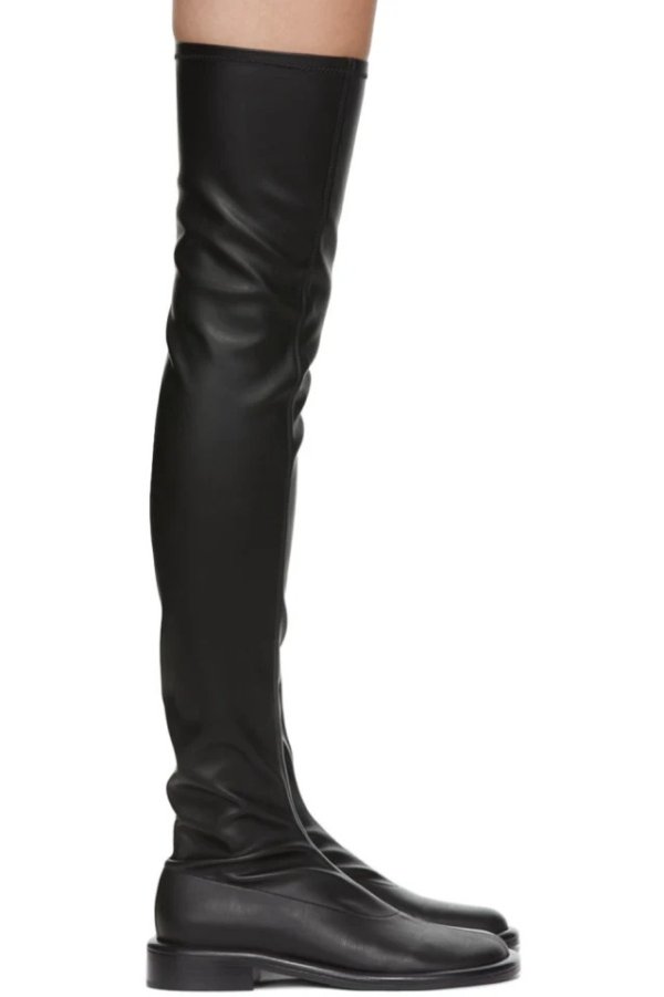 Black Pipe Ruched Tall Boots