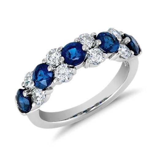 Sapphire and Diamond Garland Ring in Platinum (7/8 ct. tw.) | Blue Nile