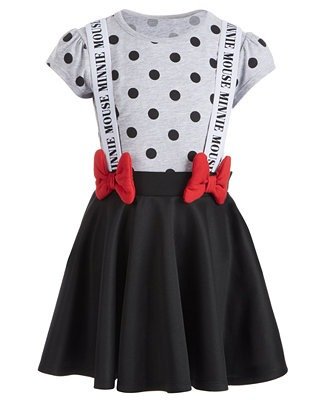 Little Girls Minnie Mouse Suspender Dress