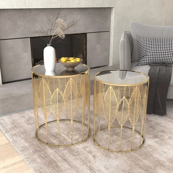Brithny Wheel End Table Set (Set of 2)