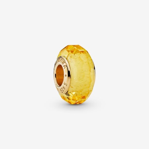 Faceted Golden Murano Glass Charm