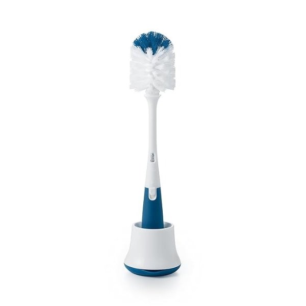 Tot Bottle Brush with Nipple Cleaner and Stand - Navy