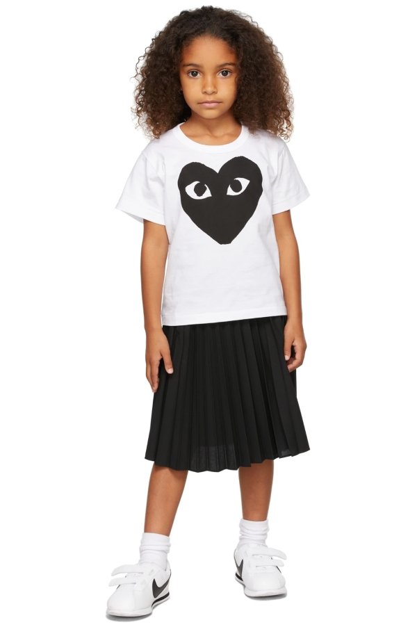 Kids White & Black Big Heart T-Shirt