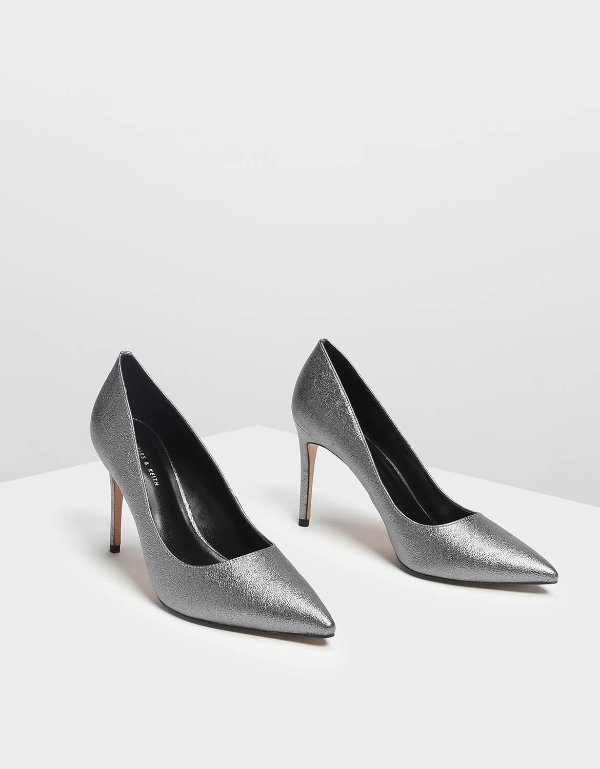 Pewter Classic Pointed Pumps | CHARLES & KEITH US