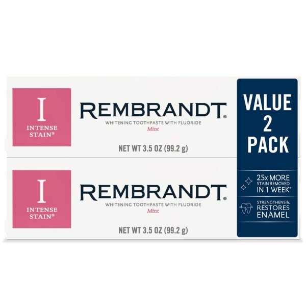 Rembrandt Intense Stain Whitening Toothpaste, Mint, 3.52 Ounce, 2 count @ Amazon.com
