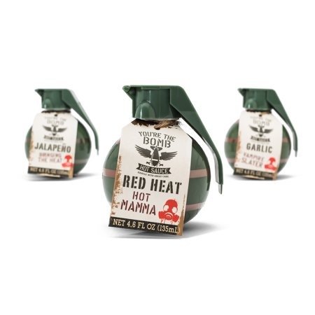 You're the Bomb Hot Sauce Gift Set (Set of 3) by Thoughtfully | Includes Garlic Hot Sauce, Red Heat Sauce & Jalapeno Hot Sauce