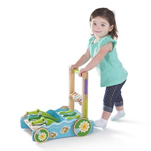 First Play Chomp & Clack Alligator Push Toy, Developmental Toy, 15” H x 15” W x 11.75” L