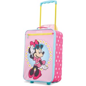 AMERICAN TOURISTER Kids' Disney Softside Upright Luggage,Telescoping Handles, Minnie, Carry-On 18-Inch