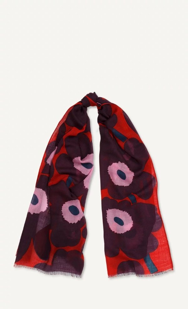 Fiore Pieni Unikko scarf - red, plum, light pink - Accessories - New - Marimekko.com