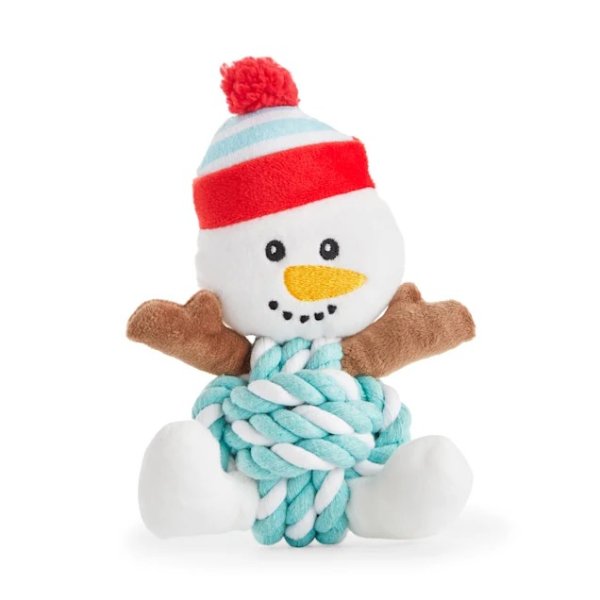 Merry Makings Snowman With the Plan Plush & Rope Dog Toy, Small | Petco