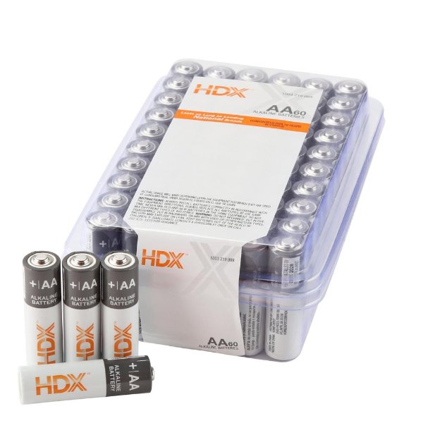 AA Alkaline Battery (60-Pack) @ The Home Depot
