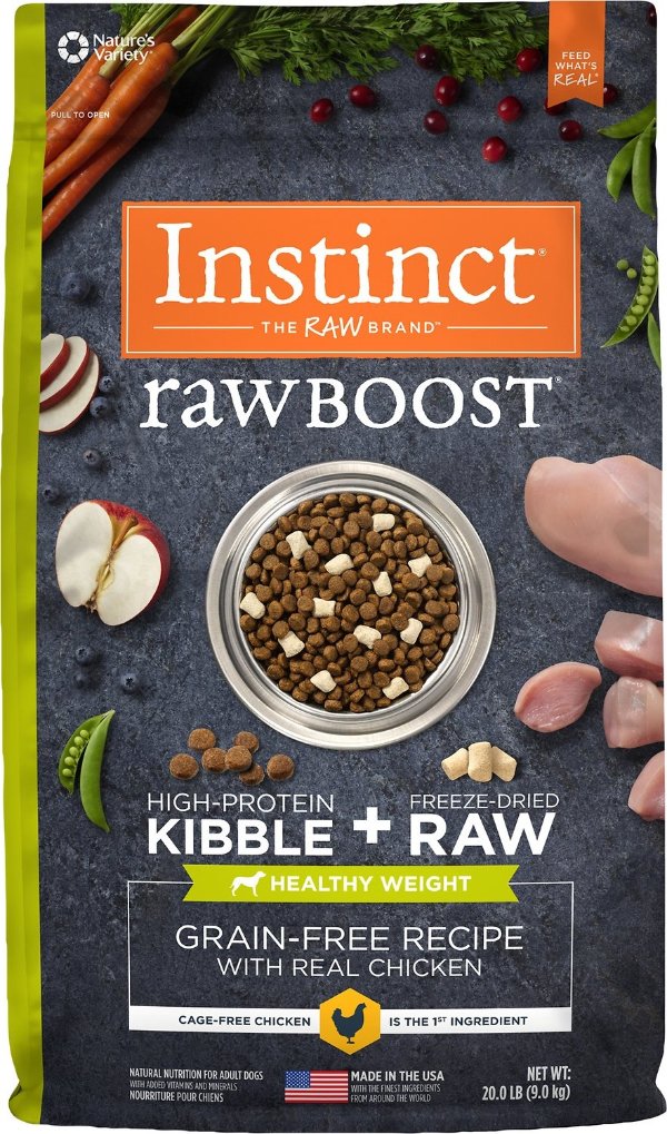 by Nature's Variety Raw Boost Healthy Weight Grain-Free Chicken Recipe Dry Dog Food, 20-lb bag - Chewy.com