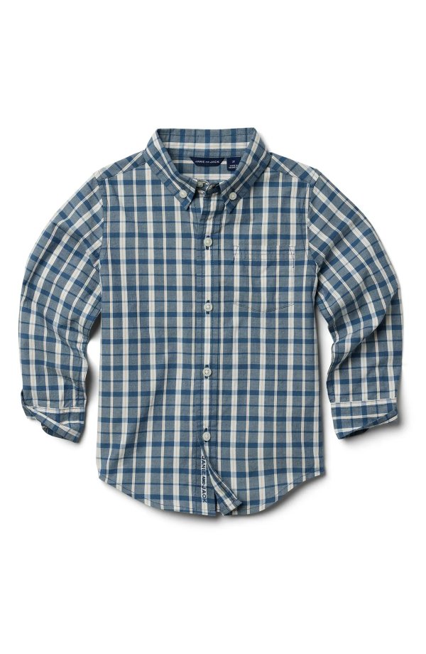 Kids' Plaid Cotton Button-Down Shirt