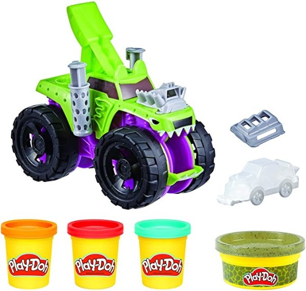 -Doh Wheels Chompin' Monster Truck Toy for Kids 3 Years and Up with Car Accessory and 4 Non-Toxic Colors Including Terrain Color