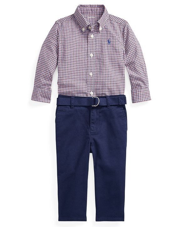 Ralph Lauren Baby Boys Shirt, Belt and Pant Set
