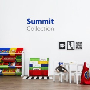 Tot Tutors Kids' Toy Storage Organizer with 12 Plastic Bins, White/Primary (Summit Collection)