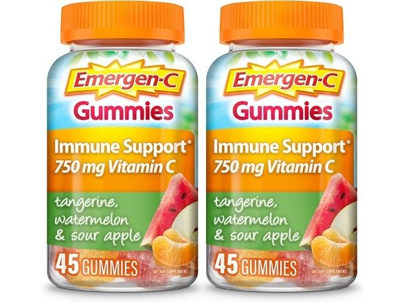 Vitamin C Gummies, Dietary Supplement for Immune Support, Tangerine, Watermelon and Sour Apple Flavor - 45 Count