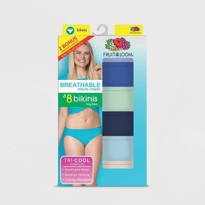 Target Fruit of the Loom Women's Breathable Micro-Mesh Bikini Underwear 6+2  Free Bonus Pack 13.99