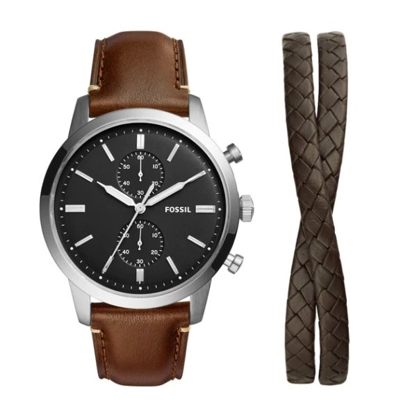 men's townsman chronograph, stainless steel watch and bracelet set