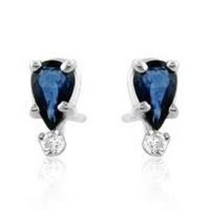 0.70ct TW Sapphire & Diamond Accented Stud Earrings in Sterling Silver