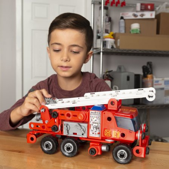 救援消防车拼装STEM玩具，带声光