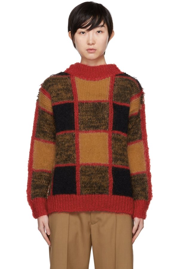 Red & Brown Virgin Wool Sweater