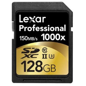 128GB Lexar Professional 1000x SDHC/SDXC Class 10 UHS-II Memory Card