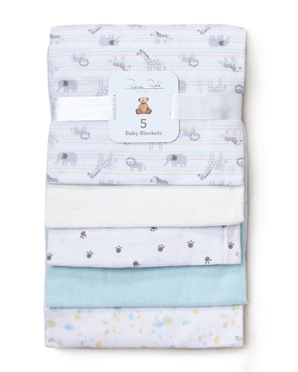 (Newborn/Infant) 5-Pack Assorted Animal Baby Blankets