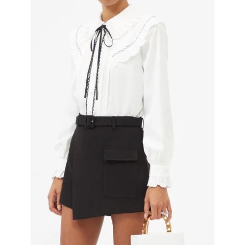 Self-PortraitRuffled-collar twill 衬衫