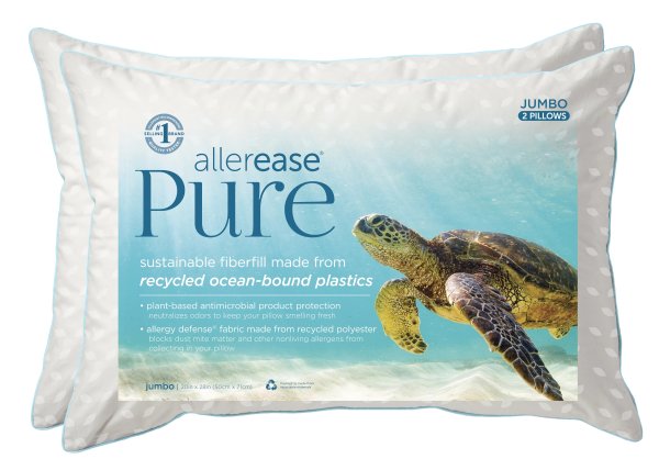 Allerease Pure Bed Pillow, Recycled Polyester, Standard/Queen, 2 Pack